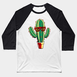 Cute Cactus with Sunglasses Baseball T-Shirt